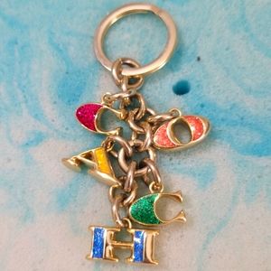 Coach decending letter rainbow edition gold keychain purse decor